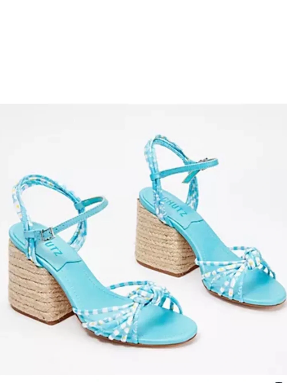 Schutz Dahra Tiver Aqua Block Heel Sandals Size 9.5 NEW